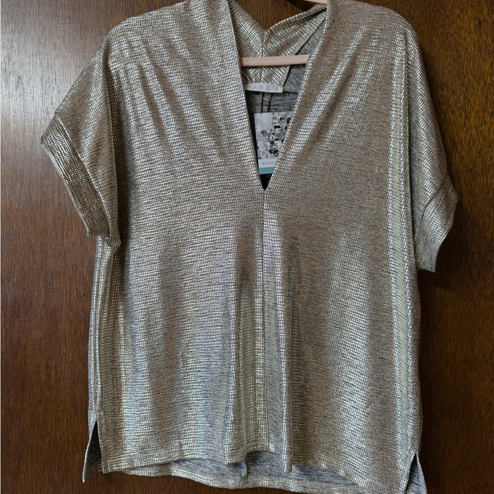 Karlie Metallic Silver Blouse